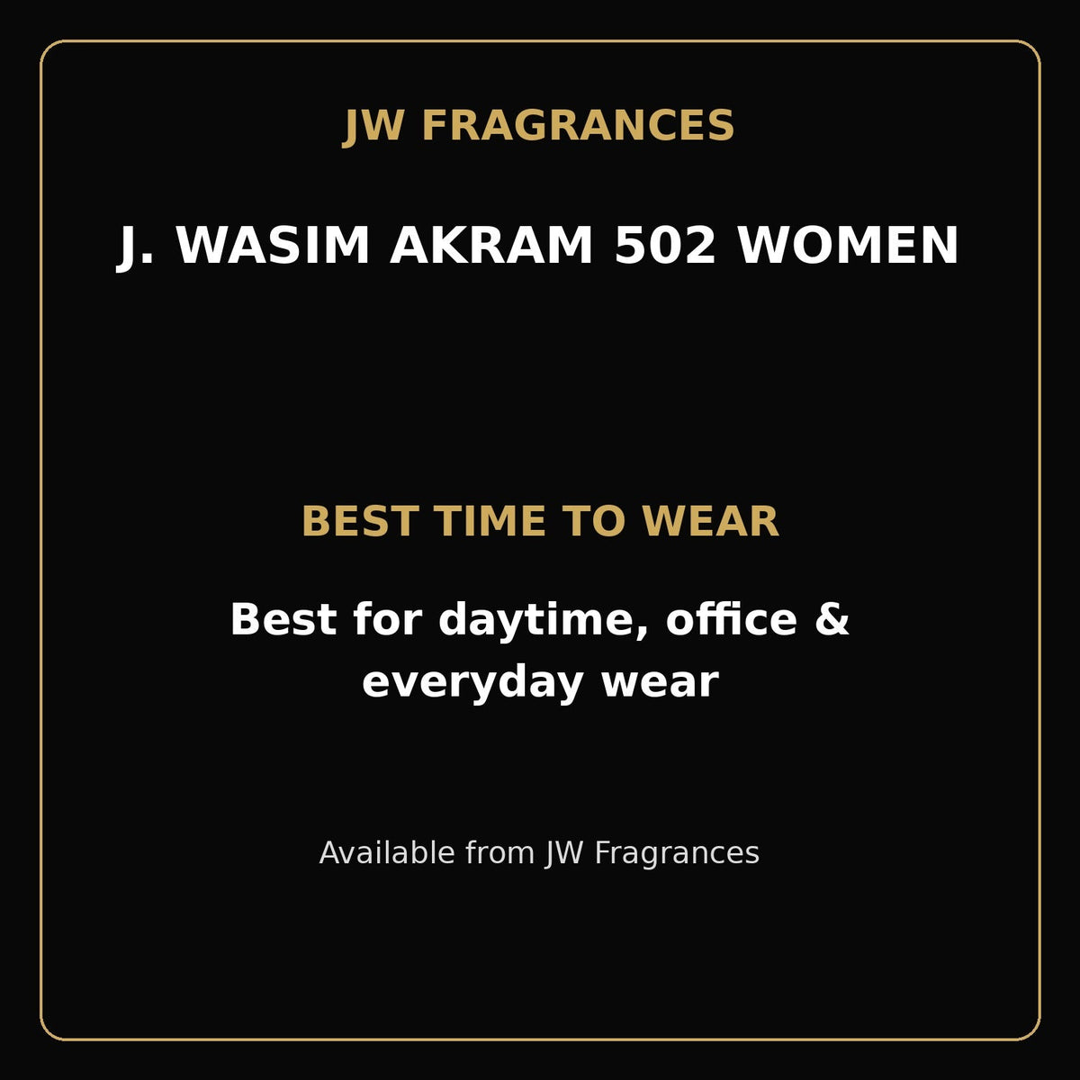 J. Wasim Akram 502 EDP for Women – 3.4 oz - JW Fragrances