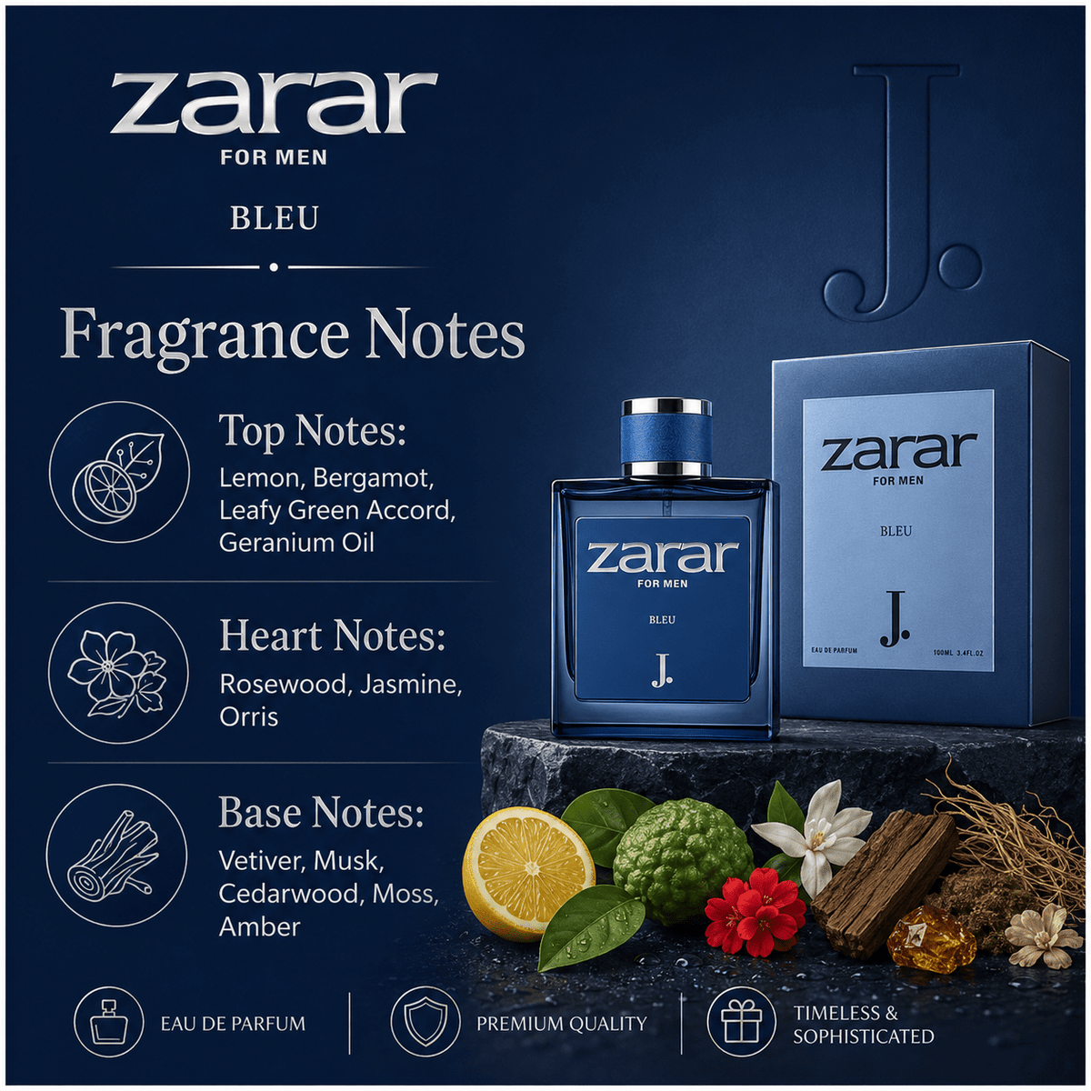 J. Zarar Bleu Eau de Parfum for Men 100ml